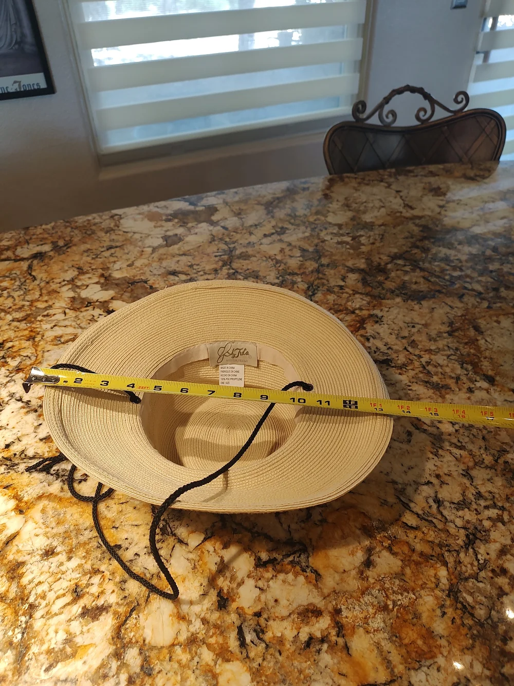 Tula Cream Wide-Brim Sun Hat with Black Chin Cord